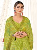 Chiffon Classic Designer Saree in Green Enhanced with Woven - 1