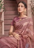 Chiffon Contemporary Saree in Mauve Enhanced with Sequins Work - 1