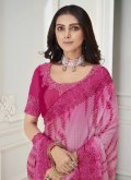Chiffon Trendy Saree in Pink Enhanced with Border - 1