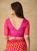 Chiffon Trendy Saree in Pink Enhanced with Printed - 2