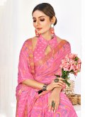 Chiffon Trendy Saree in Pink Enhanced with Woven - 1