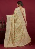 Chikankari Work Cotton Silk Beige Classic Designer Saree - 2