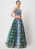 Chinon A Line Lehenga Choli in Multi Colour Enhanced with Embroidered - 2