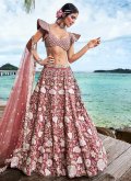 Chinon A Line Lehenga Choli in Rose Pink Enhanced with Embroidered - 1