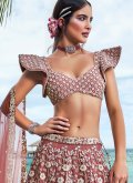 Chinon A Line Lehenga Choli in Rose Pink Enhanced with Embroidered - 2