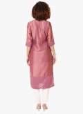 Chinon Designer Kurti in Pink Enhanced with Embroidered - 2