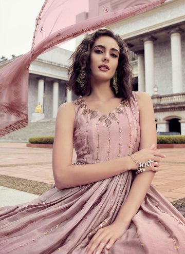 Chinon Gown in Mauve Enhanced with Embroidered