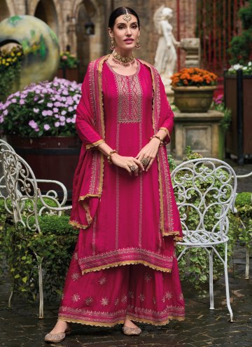 Chinon Palazzo Suit in Pink Enhanced with Embroidered
