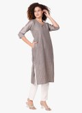 Chinon Party Wear Kurti in Grey Enhanced with Embroidered - 3