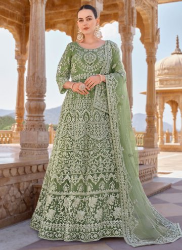 Cord Net Green Salwar Suit