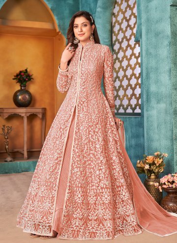Cord Net Pink Designer Anarkali Salwar Kameez