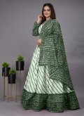 Cotton  A Line Lehenga Choli in Green Enhanced with Foil Print - 3