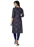 Cotton  Casual Kurti in Blue Enhanced with Foil Print - 1