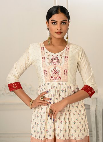 Cotton  Casual Kurti in Multi Colour Enhanced with Embroidered