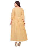 Cotton  Casual Kurti in Mustard Enhanced with Woven - 1
