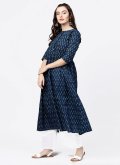 Cotton  Casual Kurti in Navy Blue Enhanced with Printed - 2