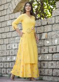 Cotton  Casual Kurti in Yellow Enhanced with Embroidered - 2