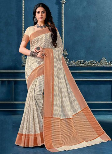 Cotton  Casual Saree in Grey Enhanced with Printed