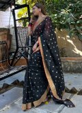 Cotton  Classic Designer Saree in Black Enhanced with Booti Work - 1
