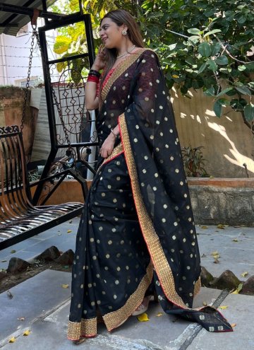 Cotton  Classic Designer Saree in Black Enhanced with Booti Work