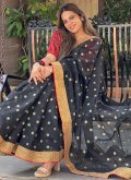 Cotton  Classic Designer Saree in Black Enhanced with Booti Work - 2