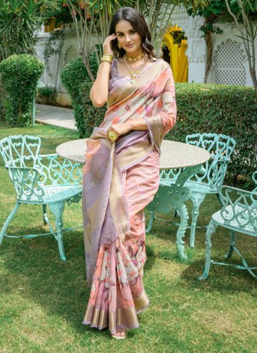 Cotton  Classic Designer Saree in Peach Enhanced w