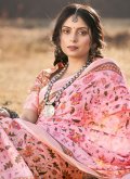 Cotton  Classic Designer Saree in Pink Enhanced with Border - 1