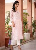 Cotton  Designer Kurti in Pink Enhanced with Mirror Work - 2