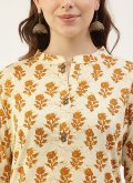 Cotton  Designer Salwar Kameez in Mustard Enhanced with Printed - 3