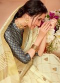 Cotton  Designer Saree in Cream Enhanced with Khatli Work - 1