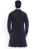 Cotton  Kurta in Black Enhanced with Embroidered - 1
