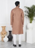 Cotton  Kurta Pyjama in Brown Enhanced with Fancy work - 3