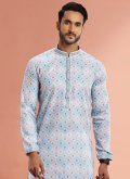 Cotton  Kurta Pyjama in Multi Colour Enhanced with Digital Print - 2