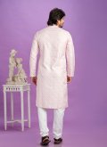 Cotton  Kurta Pyjama in Pink Enhanced with Digital Print - 3