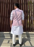 Cotton  Nehru Jackets in Pink Enhanced with Embroidered - 1