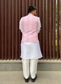 Cotton  Nehru Jackets in Pink Enhanced with Printed - 2