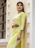 Cotton  Party Wear Kurti in Green Enhanced with Buttons - 1