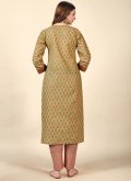 Cotton  Party Wear Kurti in Green Enhanced with Printed - 1
