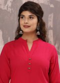 Cotton  Party Wear Kurti in Pink Enhanced with Plain Work - 4