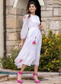 Cotton  Party Wear Kurti in White Enhanced with Floral Print - 1