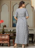 Cotton  Readymade Designer Gown in Grey Enhanced with Printed - 2