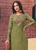 Cotton  Salwar Suit in Green Enhanced with Printed - 2