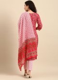 Cotton  Salwar Suit in Orange Enhanced with Floral Print - 3