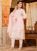 Cotton  Salwar Suit in Peach Enhanced with Lucknowi Work - 2