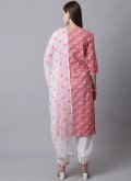 Cotton  Salwar Suit in Pink Enhanced with Embroidered - 1
