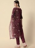Cotton  Salwar Suit in Purple Enhanced with Embroidered - 1