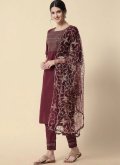 Cotton  Salwar Suit in Purple Enhanced with Embroidered - 2