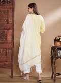 Cotton  Salwar Suit in Yellow Enhanced with Embroidered - 1