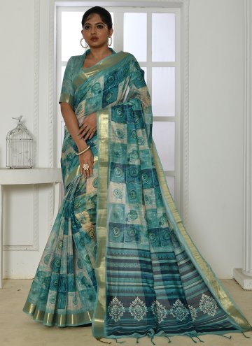 Cotton Silk Contemporary Saree in Multi Colour Enh