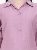 Cotton Silk Party Wear Kurti in Rose Pink Enhanced with Embroidered - 1
